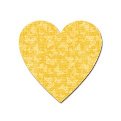 Saffron Yellow Butterflies Batik Heart Magnet by SpinnyChairDesigns