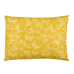 Saffron Yellow Butterflies Batik Pillow Case (two Sides) by SpinnyChairDesigns