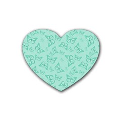 Biscay Green Monarch Butterflies Heart Coaster (4 Pack)  by SpinnyChairDesigns