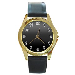 Black Gradient Ombre Color Round Gold Metal Watch by SpinnyChairDesigns