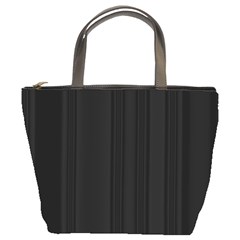 Pitch Black Color Stripes Bucket Bag