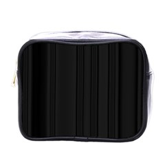 Pitch Black Color Stripes Mini Toiletries Bag (One Side)