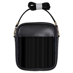 Pitch Black Color Stripes Girls Sling Bag