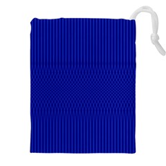 Cobalt Blue Color Stripes Drawstring Pouch (4xl) by SpinnyChairDesigns