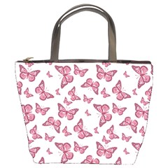 Blush Pink Color Butterflies Bucket Bag