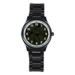 Army Green Color Grunge Stainless Steel Round Watch Front