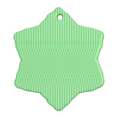 Mint Green White Stripes Ornament (snowflake) by SpinnyChairDesigns