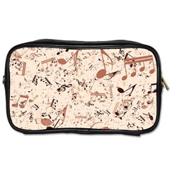 Music Notes Pattern Cinnamon Color Toiletries Bag (two Sides) by SpinnyChairDesigns