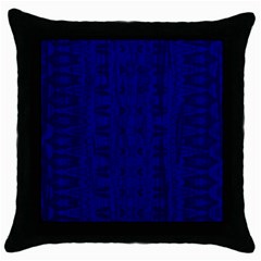 Cobalt Blue Color Batik Throw Pillow Case (black) by SpinnyChairDesigns