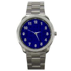 Cobalt Blue Color Batik Sport Metal Watch by SpinnyChairDesigns