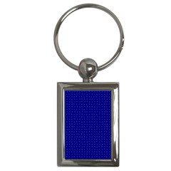 Navy Blue Color Polka Dots Key Chain (rectangle) by SpinnyChairDesigns