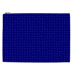 Navy Blue Color Polka Dots Cosmetic Bag (xxl) by SpinnyChairDesigns