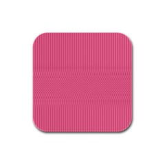 Blush Pink Color Stripes Rubber Square Coaster (4 Pack)  by SpinnyChairDesigns