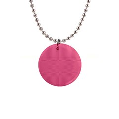 Blush Pink Color Stripes 1  Button Necklace by SpinnyChairDesigns