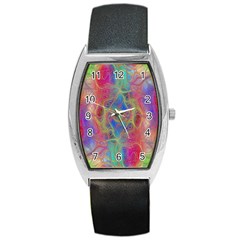 Boho Tie Dye Rainbow Barrel Style Metal Watch by SpinnyChairDesigns