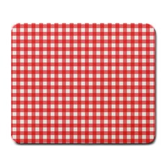 Red White Gingham Plaid Large Mousepads by SpinnyChairDesigns