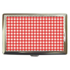 Red White Gingham Plaid Cigarette Money Case by SpinnyChairDesigns