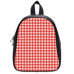 Red White Gingham Plaid School Bag (small) by SpinnyChairDesigns