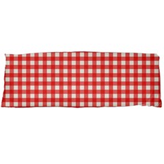 Red White Gingham Plaid Body Pillow Case (dakimakura) by SpinnyChairDesigns