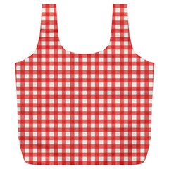 Red White Gingham Plaid Full Print Recycle Bag (xl) by SpinnyChairDesigns