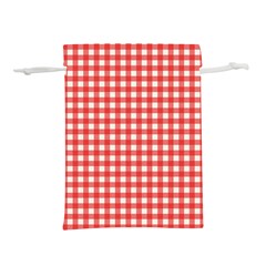 Red White Gingham Plaid Lightweight Drawstring Pouch (s) by SpinnyChairDesigns