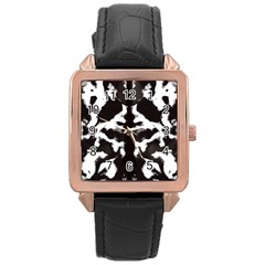 Rorschach Ink Blot Pattern Rose Gold Leather Watch  by SpinnyChairDesigns