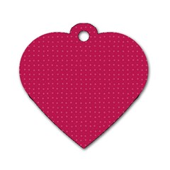 Rose Pink Color Polka Dots Dog Tag Heart (one Side) by SpinnyChairDesigns