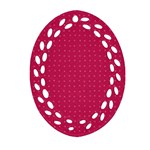 Rose Pink Color Polka Dots Ornament (Oval Filigree) Front