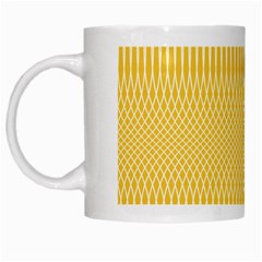 Saffron Yellow Color Stripes White Mugs by SpinnyChairDesigns