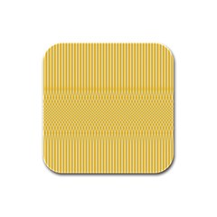 Saffron Yellow Color Stripes Rubber Square Coaster (4 Pack)  by SpinnyChairDesigns