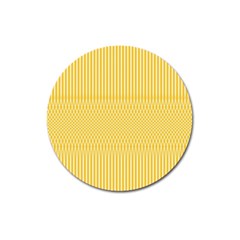 Saffron Yellow Color Stripes Magnet 3  (round) by SpinnyChairDesigns