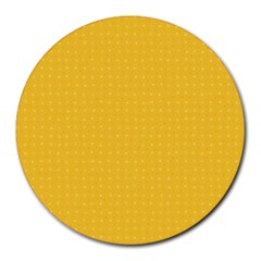 Saffron Yellow Color Polka Dots Round Mousepads by SpinnyChairDesigns