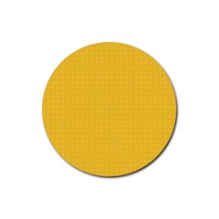 Saffron Yellow Color Polka Dots Rubber Coaster (round)  by SpinnyChairDesigns