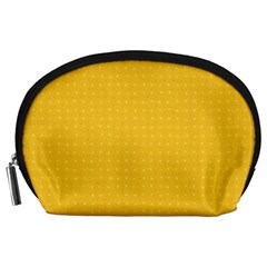 Saffron Yellow Color Polka Dots Accessory Pouch (large) by SpinnyChairDesigns