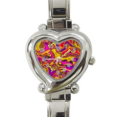 Colorful Boho Swirls Pattern Heart Italian Charm Watch by SpinnyChairDesigns