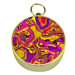 Colorful Boho Swirls Pattern Gold Compasses by SpinnyChairDesigns