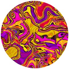 Colorful Boho Swirls Pattern Wooden Puzzle Round by SpinnyChairDesigns