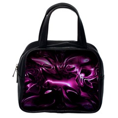 Black Magenta Abstract Art Classic Handbag (one Side) by SpinnyChairDesigns