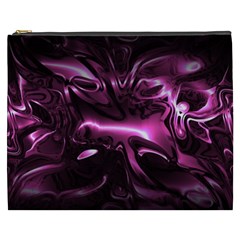 Black Magenta Abstract Art Cosmetic Bag (xxxl) by SpinnyChairDesigns