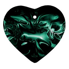 Biscay Green Black Abstract Art Ornament (heart) by SpinnyChairDesigns