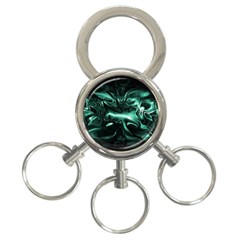 Biscay Green Black Abstract Art 3-ring Key Chain by SpinnyChairDesigns