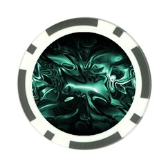 Biscay Green Black Abstract Art Poker Chip Card Guard (10 Pack) by SpinnyChairDesigns