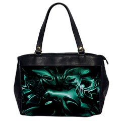 Biscay Green Black Abstract Art Oversize Office Handbag by SpinnyChairDesigns