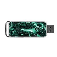 Biscay Green Black Abstract Art Portable Usb Flash (one Side) by SpinnyChairDesigns