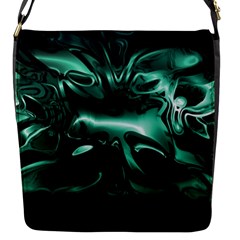 Biscay Green Black Abstract Art Flap Closure Messenger Bag (s) by SpinnyChairDesigns