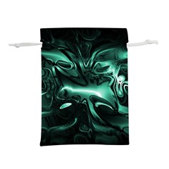 Biscay Green Black Abstract Art Lightweight Drawstring Pouch (m) by SpinnyChairDesigns