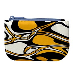 Black Yellow White Abstract Art Large Coin Purse by SpinnyChairDesigns
