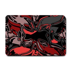 Red Black Grey Abstract Art Small Doormat  by SpinnyChairDesigns