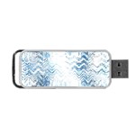 Boho Faded Blue Denim White Batik Portable USB Flash (Two Sides) Front
