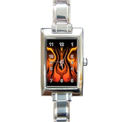 Fire And Flames Pattern Rectangle Italian Charm Watch by SpinnyChairDesigns